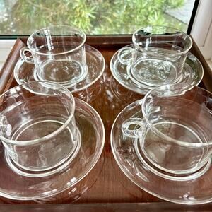 Vintage Boda Nova Signe Persson-Melin Swedish Glass Mug Service for 4